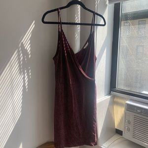 Maroon slip dress with white polka dot Size medium